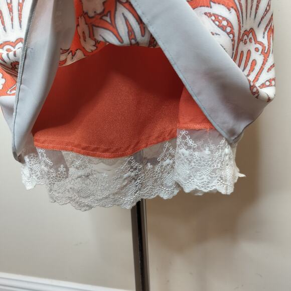 LOFT Floral Dress Tie Waist Lace Hem Sleeveless - Picture 7 of 10